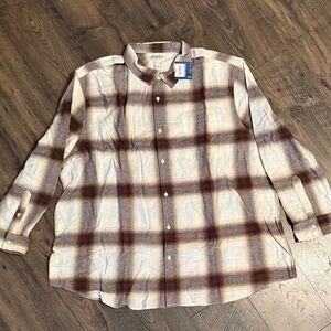 jcpenney Men's Plaid Button-Down Flannel Shirt in Cream and Brown Tones